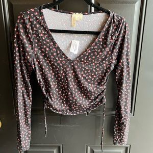 Black cropped top with flowers